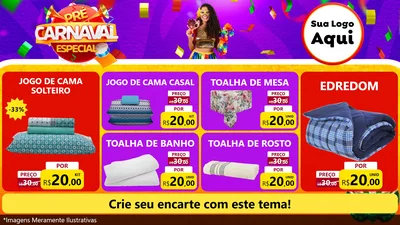 Modelo de TV para TV Horizontal com o tema Pré-Carnaval Especial para Cama, Mesa e Banho