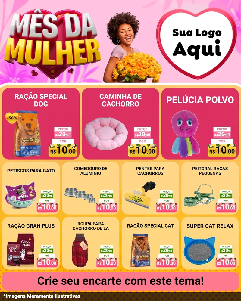 Modelo de Rede Social para Feed Instagram com o tema Mês da Mulher para Pet Shop