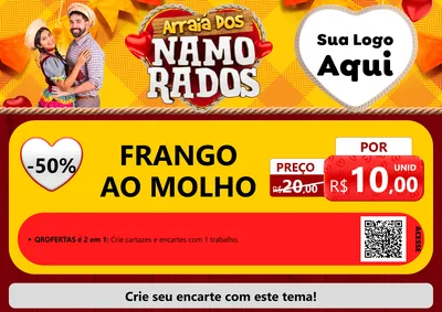 Modelo de Cartaz para Cartaz A4 Horizontal com o tema Arraiá dos Namorados para Restaurante