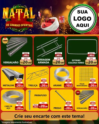 Modelo de Rede Social para Feed Instagram com o tema Natal de Grandes Ofertas para Ferragens
