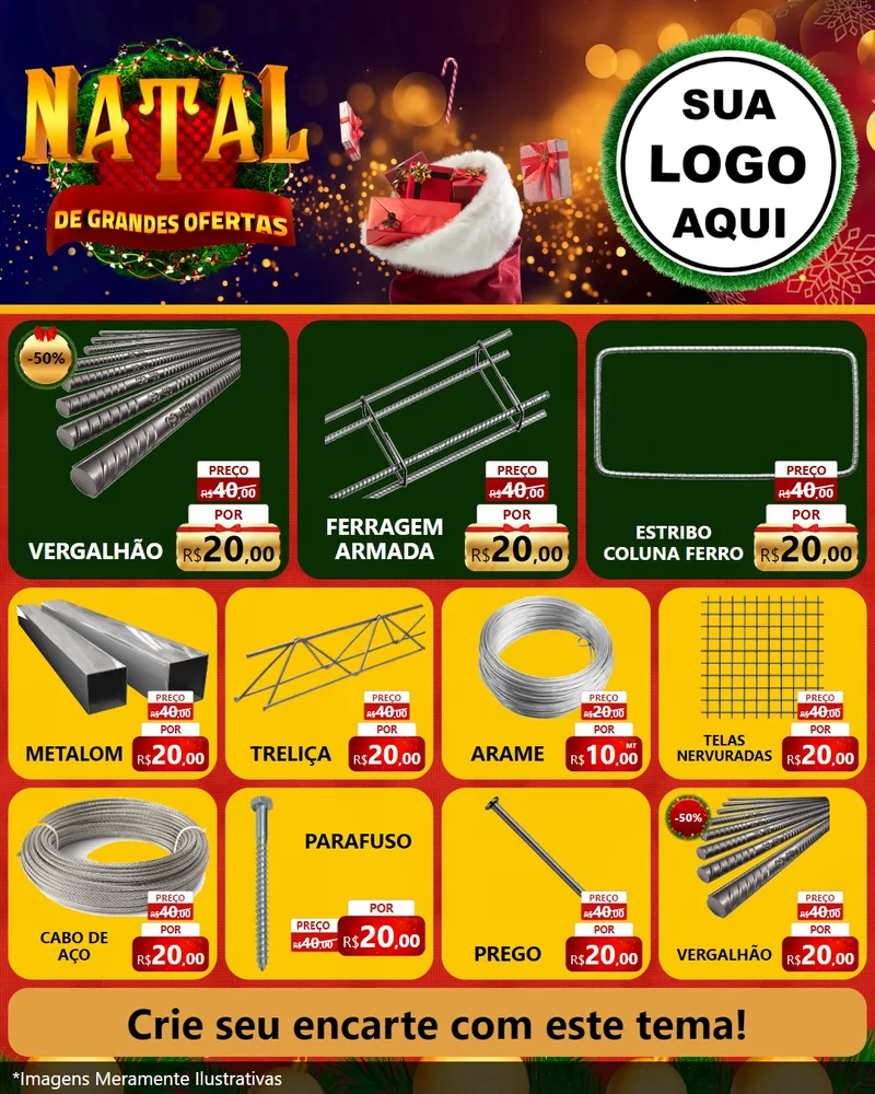 Modelo de Rede Social para Feed Instagram com o tema Natal de Grandes Ofertas para Ferragens