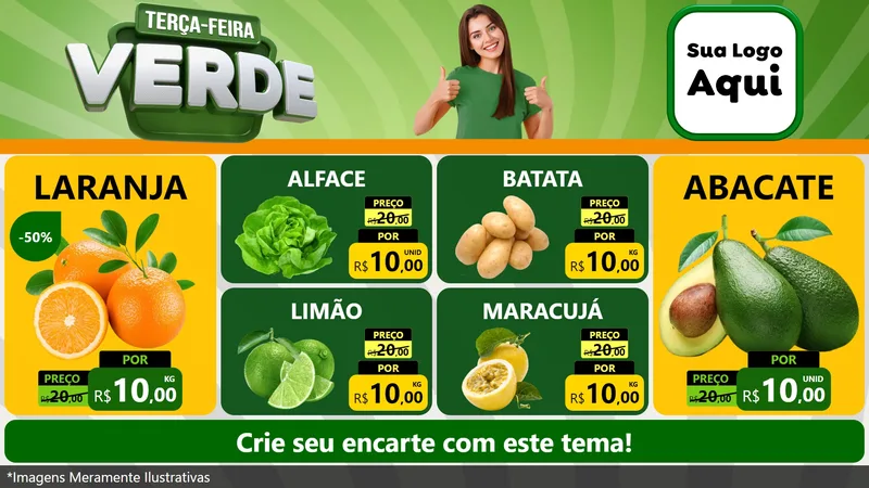 Modelo de TV para TV Horizontal com o tema Terça - Feira Verde para Hortifrúti