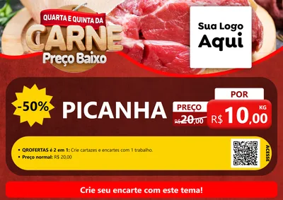 Modelo de Cartaz para Cartaz A4 Horizontal com o tema Quarta e Quinta da Carne para Açougue