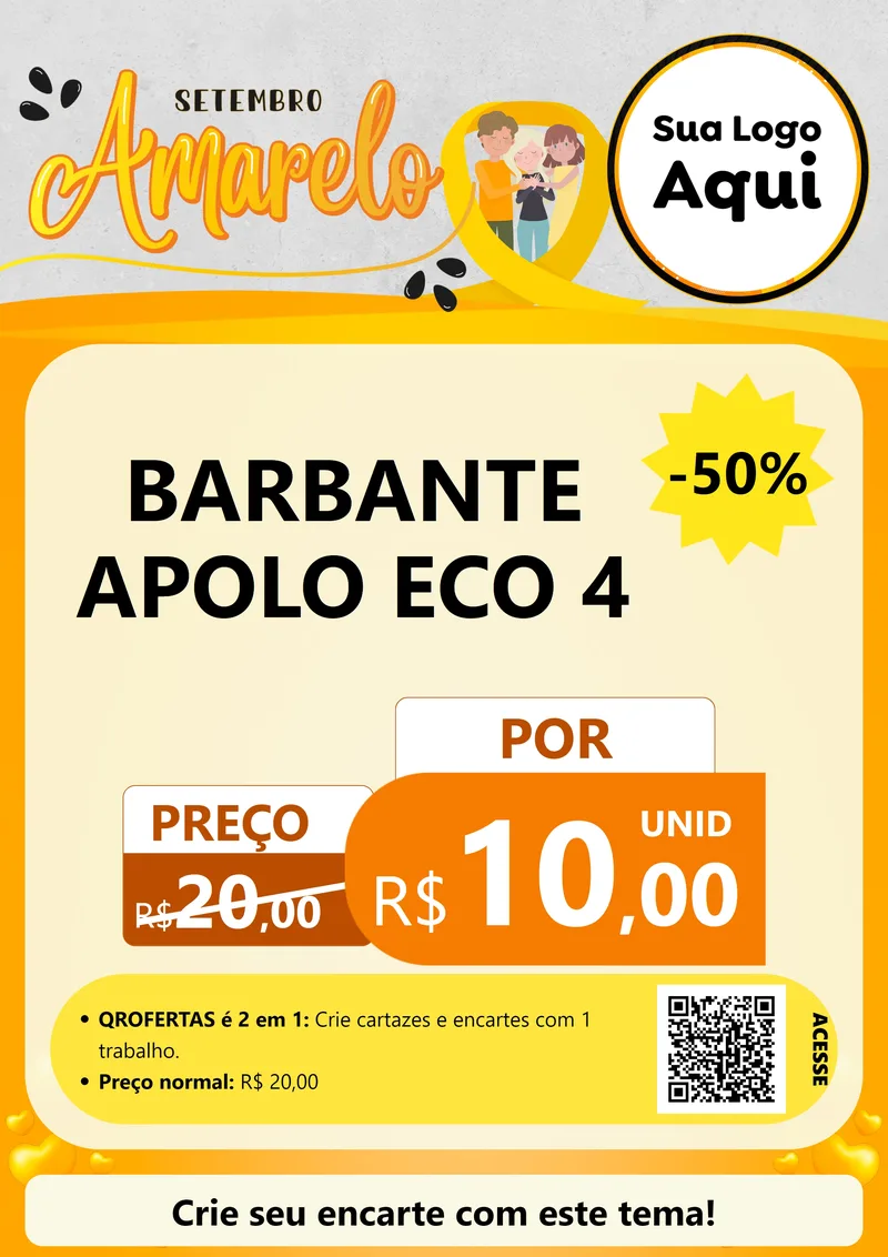 Modelo de Cartaz para Cartaz A4 Vertical com o tema Setembro Amarelo para Armarinho e Aviamentos