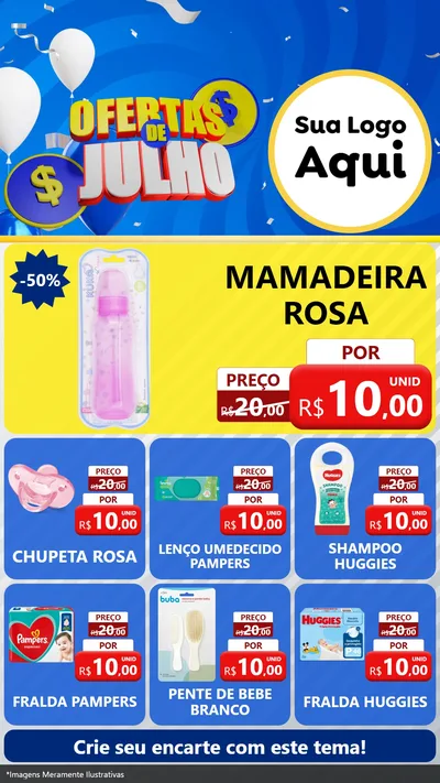 Modelo de Rede Social para Stories com o tema Ofertas de Julho para Bebês
