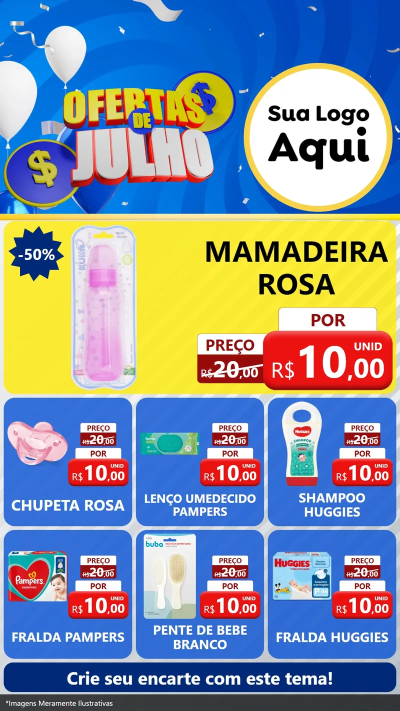 Modelo de Rede Social para Stories com o tema Ofertas de Julho para Bebês