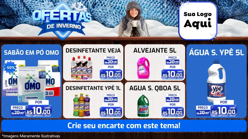 Modelo de TV para TV Horizontal com o tema Ofertas de Inverno para Produtos de Limpeza