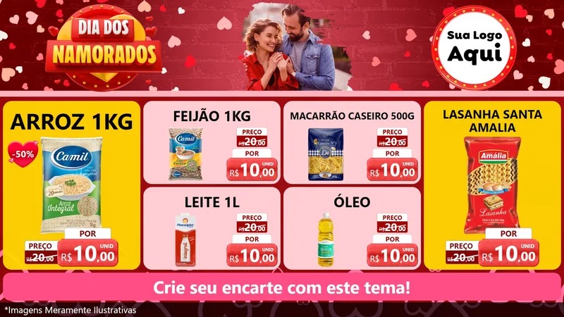 Modelo de TV para TV Horizontal com o tema Dia Dos Namorados para Supermercado