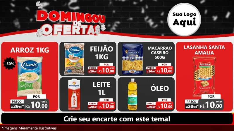 Modelo de TV para TV Horizontal com o tema Domingou de Ofertas para Supermercado