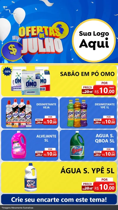 Modelo de TV para TV Vertical com o tema Ofertas de Julho para Produtos de Limpeza