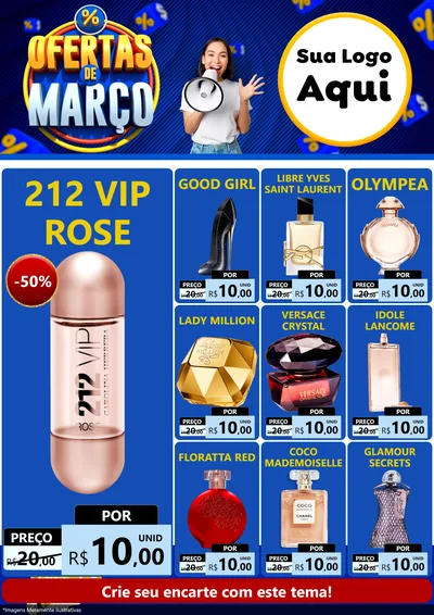 Modelo de Encarte para Encarte A4 Vertical com o tema Ofertas de Março para Perfumes