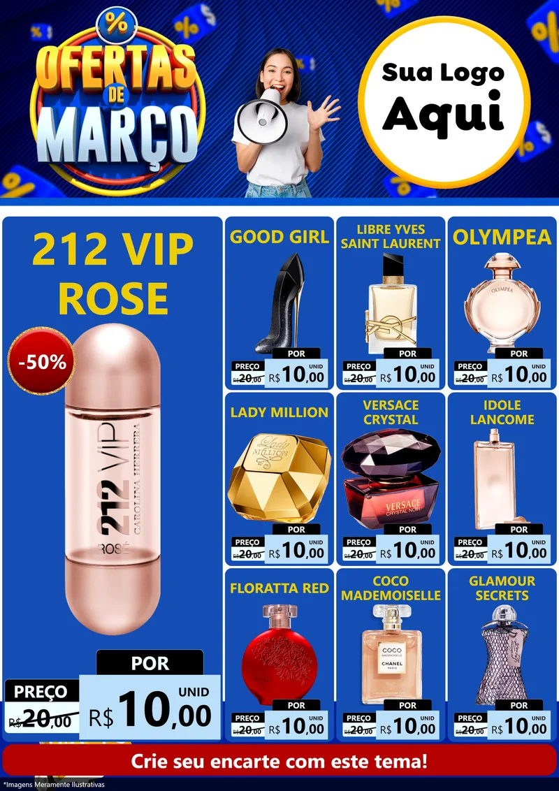 Modelo de Encarte para Encarte A4 Vertical com o tema Ofertas de Março para Perfumes