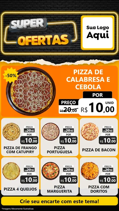 Modelo de Rede Social para Stories com o tema Super Ofertas para Pizzaria