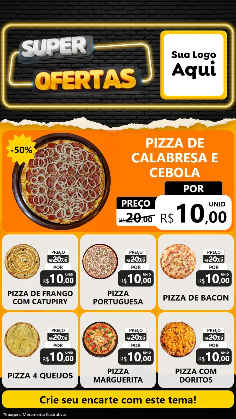Modelo de Rede Social para Stories com o tema Super Ofertas para Pizzaria