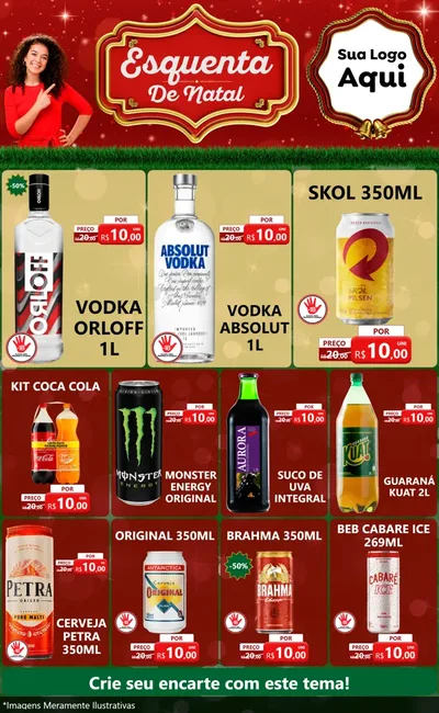 Modelo de Encarte para Encarte Grande com o tema Esquenta de Natal para Distribuidora de bebidas