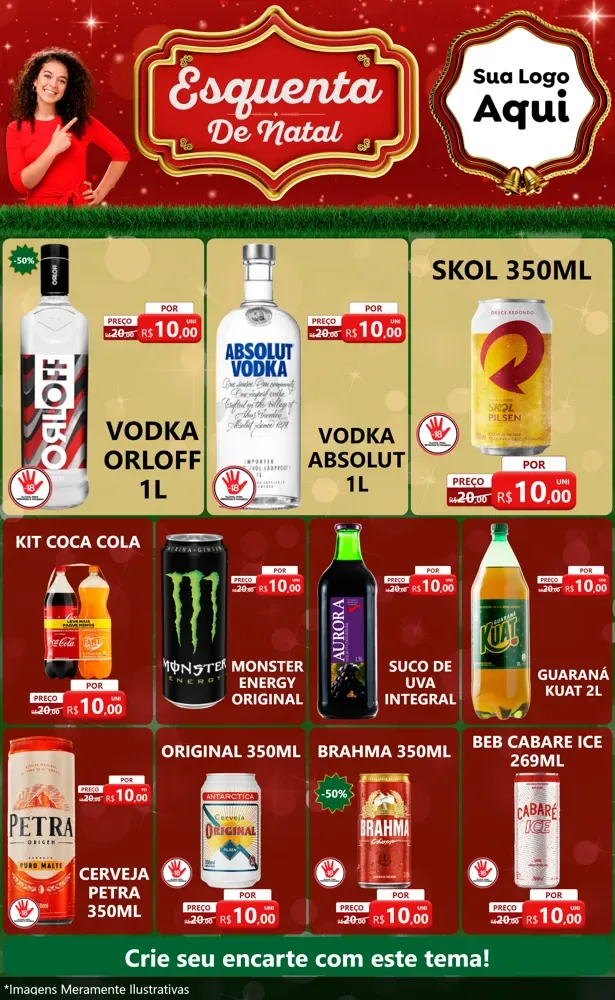 Modelo de Encarte para Encarte Grande com o tema Esquenta de Natal para Distribuidora de bebidas