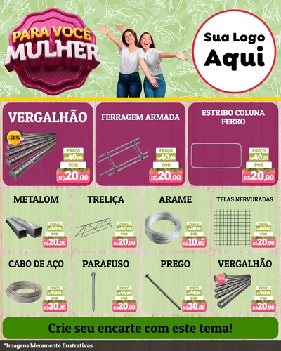 Modelo de Rede Social para Feed Instagram com o tema Para Você Mulher para Ferragens