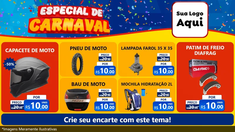 Modelo de TV para TV Horizontal com o tema Especial de Carnaval para Moto peças