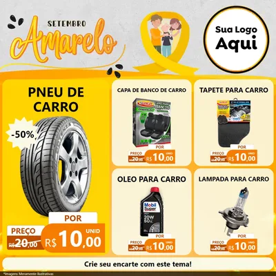 Modelo de Rede Social para Feed Facebook com o tema Setembro Amarelo para Auto peças