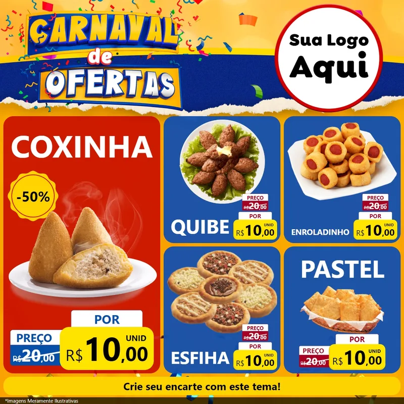 Modelo de Rede Social para Feed Facebook com o tema Carnaval de Ofertas para Salgadaria