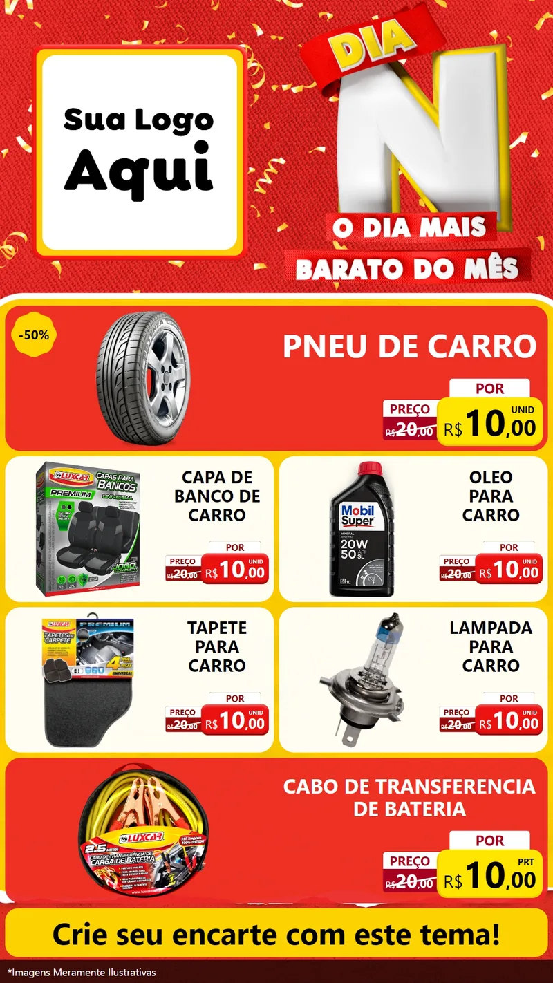 Modelo de TV para TV Vertical com o tema Dia N o Dia Mais Barato do Mês para Auto peças