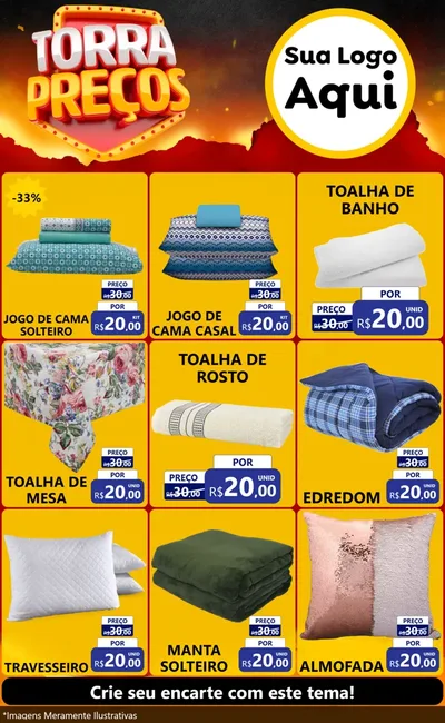 Modelo de Encarte para Encarte Grande com o tema Torra Preços para Cama, Mesa e Banho