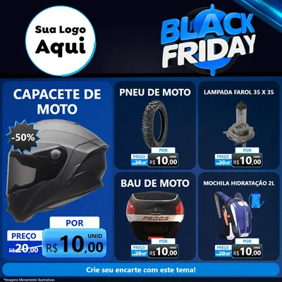 Modelo de Rede Social para Feed Facebook com o tema Black Friday para Moto peças