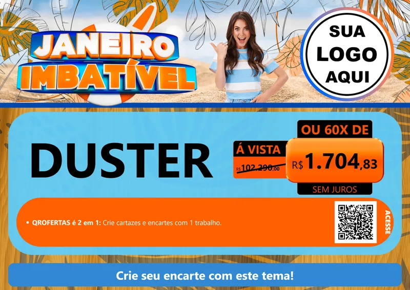 Modelo de Cartaz para Cartaz A4 Horizontal com o tema Janeiro Imbatível para Concessionaria de Carros