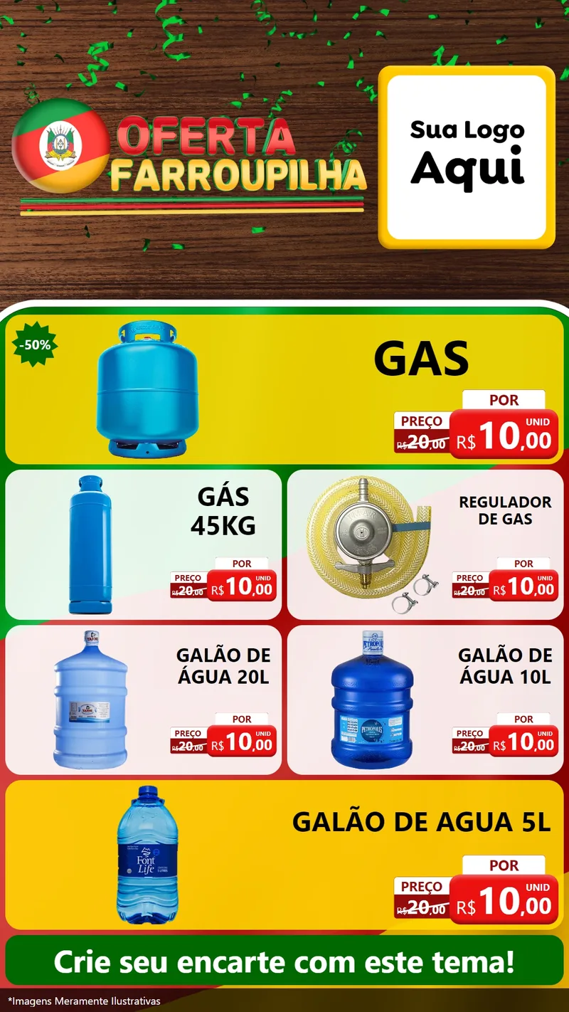 Modelo de TV para TV Vertical com o tema Oferta Farroupilha para Água e gás
