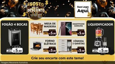 Modelo de TV para TV Horizontal com o tema Agosto Mês do Desconto Louco para Móveis e Eletro