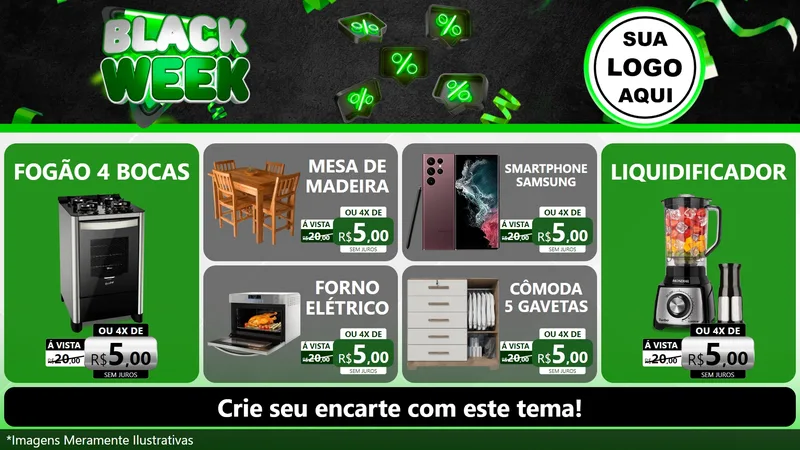 Modelo de TV para TV Horizontal com o tema Black Week para Móveis e Eletro
