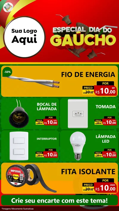 Modelo de TV para TV Vertical com o tema Especial Dia do Gaúcho para Materiais Elétricos