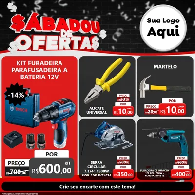 Modelo de Rede Social para Feed Facebook com o tema Sabadou de Ofertas para Maquinas e Ferramentas