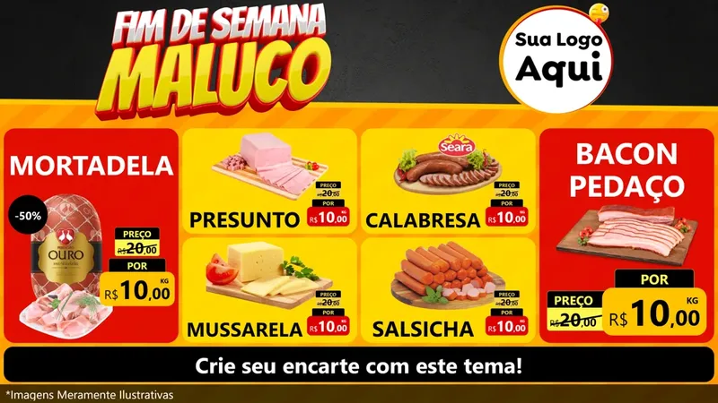 Modelo de TV para TV Horizontal com o tema Final de Semana Maluco para Frios e Laticínios