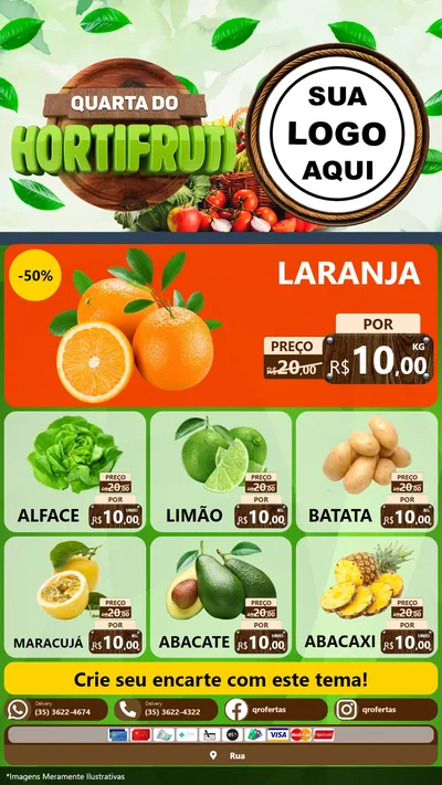 Modelo de Rede Social para Stories com o tema Quarta do Hortifruti para Hortifrúti