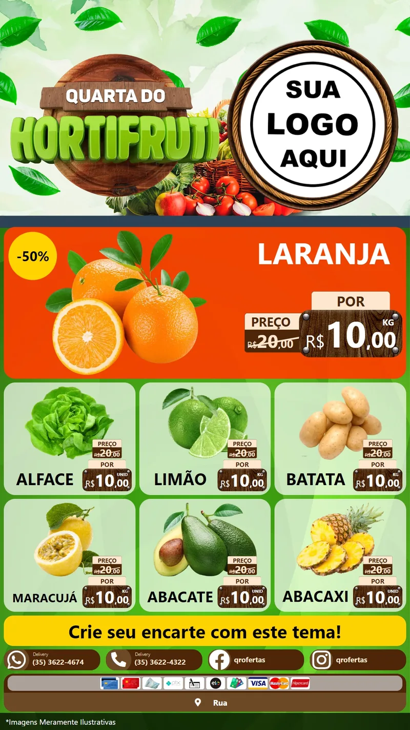 Modelo de Rede Social para Stories com o tema Quarta do Hortifruti para Hortifrúti