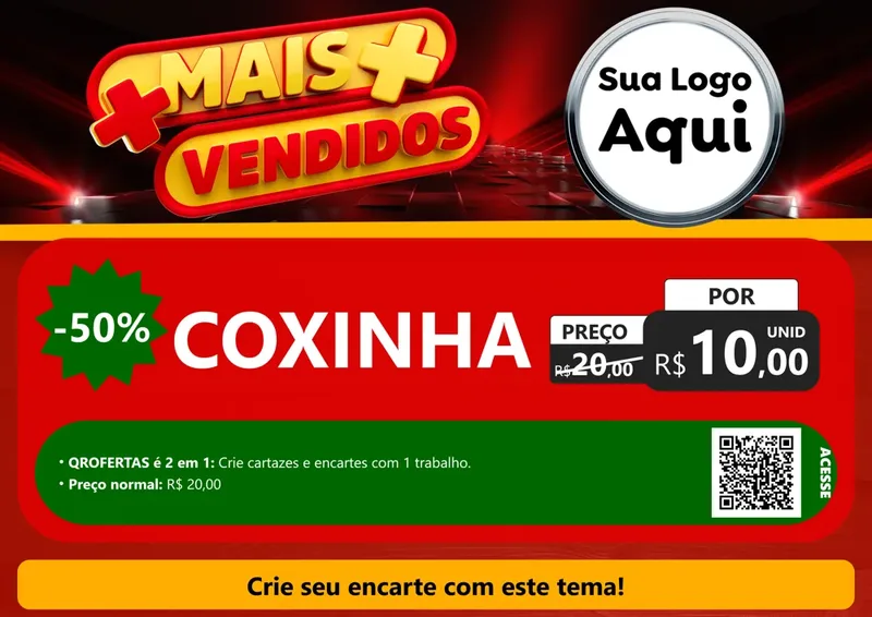 Modelo de Cartaz para Cartaz A4 Horizontal com o tema Mais Vendidos para Salgadaria
