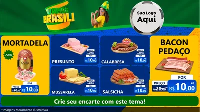 Modelo de TV para TV Horizontal com o tema Vamos Brasil - Copa para Frios e Laticínios