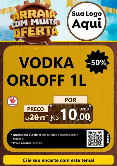 Modelo de Cartaz para Cartaz A4 Vertical com o tema Ofertas de São João - Junina para Distribuidora de bebidas