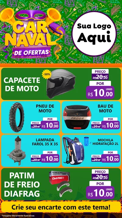 Modelo de TV para TV Vertical com o tema Carnaval de Ofertas para Moto peças