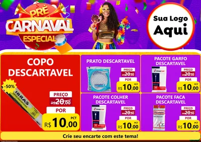 Modelo de Encarte para Encarte A4 Horizontal com o tema Pré-Carnaval Especial para Embalagens