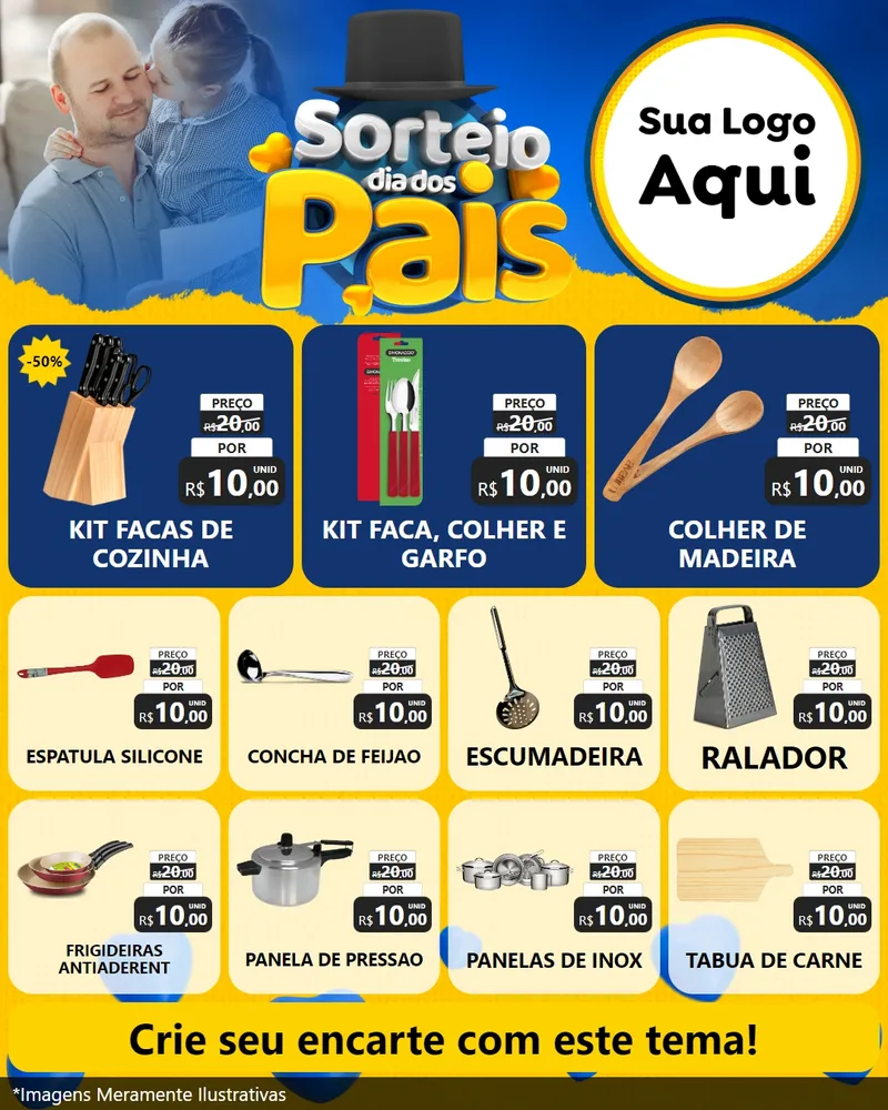 Modelo de Rede Social para Feed Instagram com o tema Sorteio Dia Dos Pais para Utilidades Domésticas