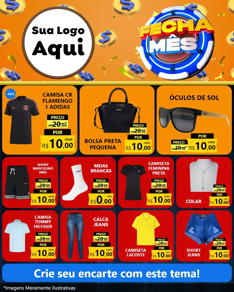 Modelo de Rede Social para Feed Instagram com o tema Fecha Mês para Roupas e acessórios