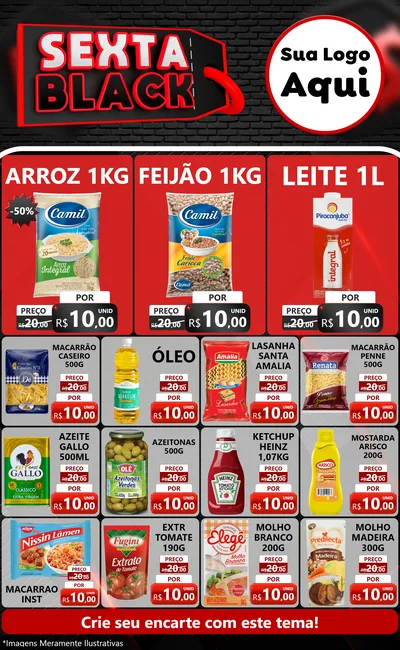 Modelo de Encarte para Encarte Grande com o tema Sexta Black para Supermercado