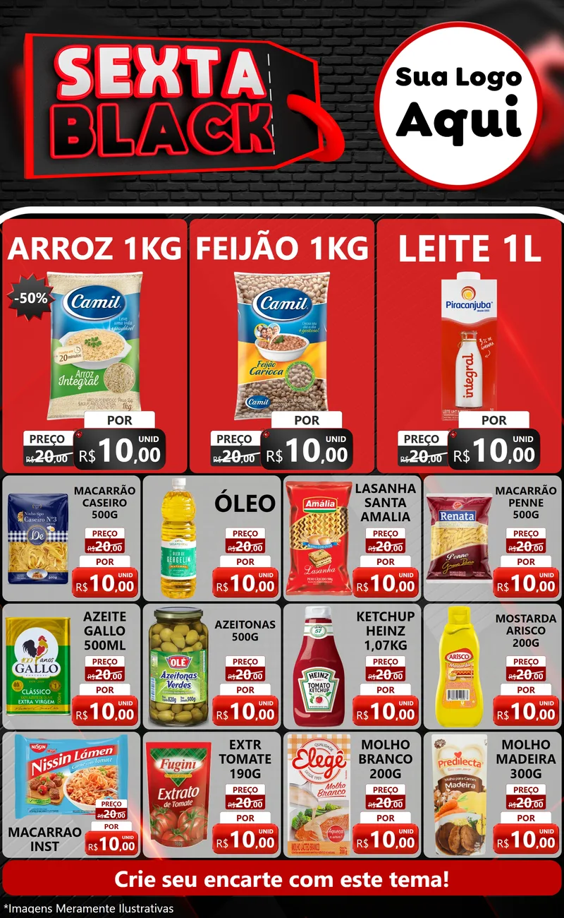 Modelo de Encarte para Encarte Grande com o tema Sexta Black para Supermercado