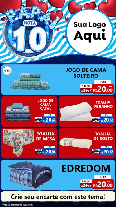 Modelo de TV para TV Vertical com o tema Papai Nota 10 para Cama, Mesa e Banho