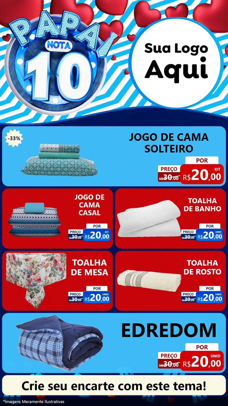 Modelo de TV para TV Vertical com o tema Papai Nota 10 para Cama, Mesa e Banho