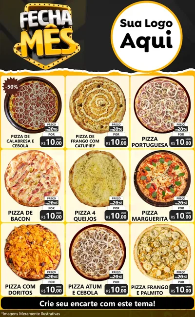 Modelo de Encarte para Encarte Grande com o tema Fecha Mês para Pizzaria