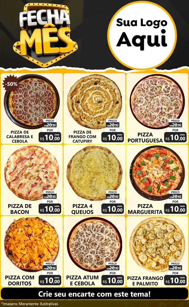 Modelo de Encarte para Encarte Grande com o tema Fecha Mês para Pizzaria