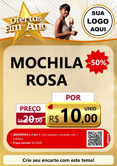 Modelo de Cartaz para Cartaz A4 Vertical com o tema Ofertas Fim de Ano para Papelaria